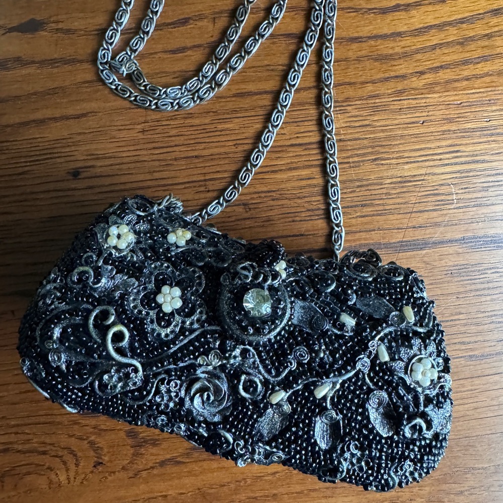 Elegant Black Beaded Evening Bag